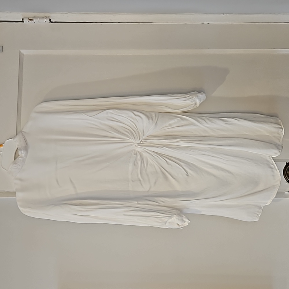 Zara white satin long shirt tunic rushing slit side XS
